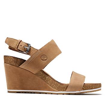 Timberland Capri Sunset Wedge - Hnede Sandale Damske, T0454SK